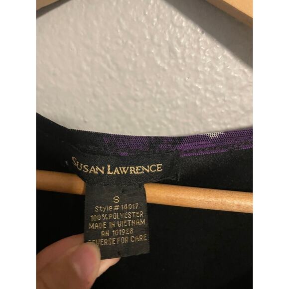 VTG Susan Lawrence Womens Top Small Purple Abstract Mesh Babydoll Fairy Grunge - Picture 2 of 6